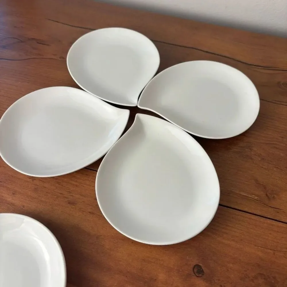 Crate and Barrel Wink Appetizer Plates Tear Drop Raindrop Set/6